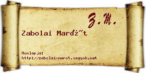 Zabolai Marót névjegykártya